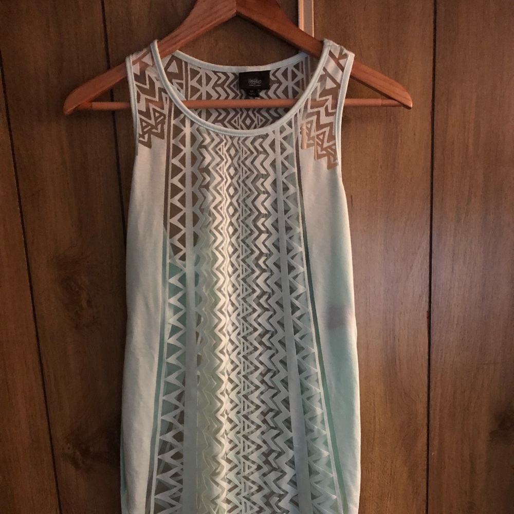 Mint Green Long Cover Top with Asymmetrical Design